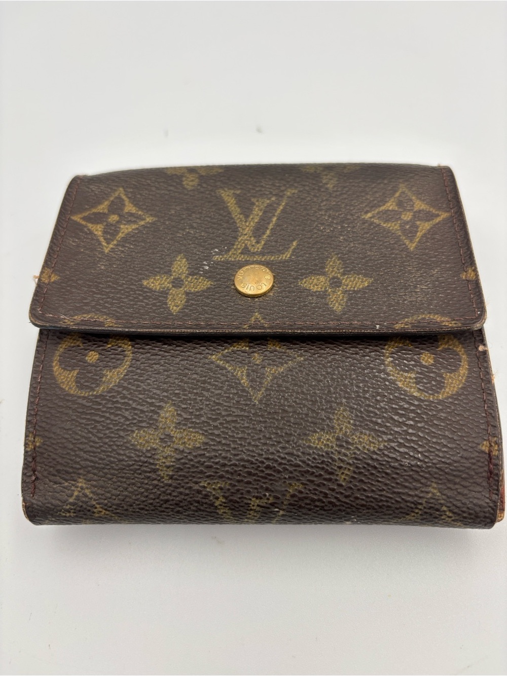 Louis Vuitton Monogram Portefeuille Elise Trifold Canvas Brown & Gold Wallet.